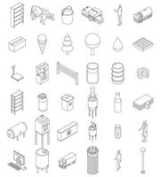 melk fabriek pictogrammen reeks vector schets
