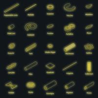 fusilli pasta pictogrammen reeks vector neon