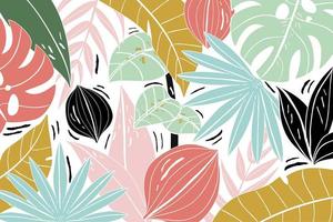 patroonsamenstelling van kleurrijke tropische bladeren vector