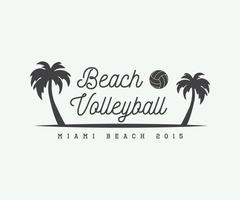 wijnoogst strand volleybal label, embleem of logo. vector illustratie