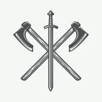 wijnoogst vikingen logo, embleem, insigne in retro stijl. monochroom grafisch kunst. vector illustratie.