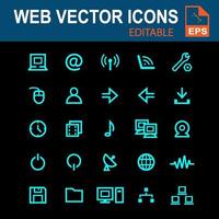 icon set voor web in cyaan kleur vector
