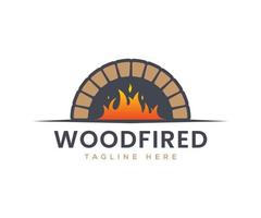 brandhout oven en hout ontslagen logo ontwerp sjabloon. steen oven logo sjabloon vector