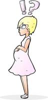 tekenfilm verward zwanger vrouw vector