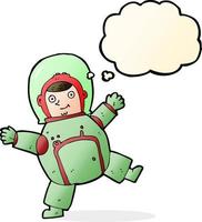 tekenfilm astronaut met gedachte bubbel vector