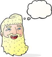 tekenfilm Mens met baard lachend met gedachte bubbel vector
