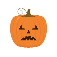 halloween pompoen met eng gezicht icoon geïsoleerd Aan wit. schattig tekenfilm jack-o'-lantern. halloween partij decoraties. gemakkelijk naar Bewerk vector sjabloon