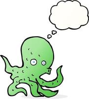 tekenfilm Octopus met gedachte bubbel vector