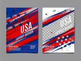 usa rood, whtie en blauw grunge cover set vector