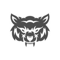 wolf hoofd illustratie logo ontwerp. wolf mascotte vector kunst. frontaal symmetrisch beeld van wolf op zoek gevaarlijk.