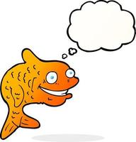 tekenfilm gelukkig vis met gedachte bubbel vector