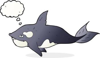 tekenfilm moordenaar walvis met gedachte bubbel vector