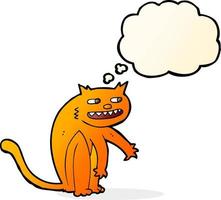 tekenfilm gelukkig kat met gedachte bubbel vector