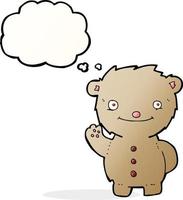 tekenfilm golvend teddy beer met gedachte bubbel vector