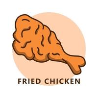 gebakken kip illustratie tekenfilm. voedsel en drinken logo. krokant vlees kip voedsel icoon vector