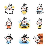 bunny doodle set vector