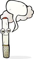 tekenfilm gelukkig sigaret met toespraak bubbel vector