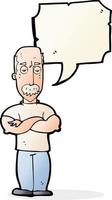 tekenfilm boos Mens met snor met toespraak bubbel vector