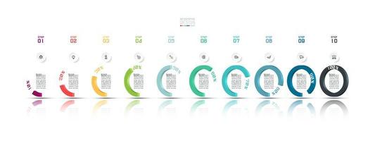 10 stappen halve cirkel moderne zakelijke infographic vector