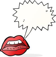 tekenfilm sexy lippen symbool met toespraak bubbel vector