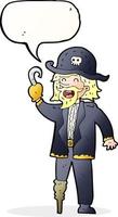 tekenfilm piraat gezagvoerder met toespraak bubbel vector