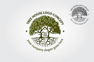 boom huis logo sjabloon. de hoofd symbool van de logo is een boom, maar hier incorporeren met de huis deze logo symboliseert een buurt, bescherming, vrede, groei, en zorg of bezorgdheid naar ontwikkeling. vector