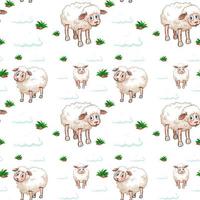 schapen en wolken naadloos patroon vector