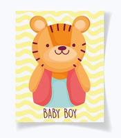 baby shower kaartsjabloon met schattige tijger vector