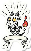 sticker van een tatoeëren stijl skelet demon karakter vector