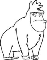 tekenfilm lijn tekening gorilla vector