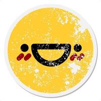 gelukkig blozen gezicht circulaire sticker vector