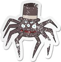 retro noodlijdende sticker van een cartoon halloween spin vector