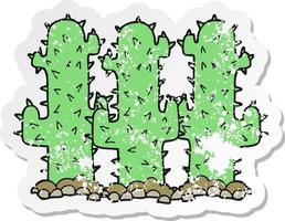 retro verontrust sticker van een tekenfilm cactus vector