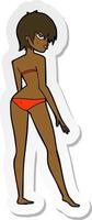 sticker van een tekenfilmvrouw in bikini vector