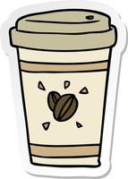 sticker van een tekenfilm afhaalmaaltijd koffie vector