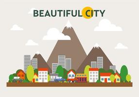 Bergachtige Cityscape Vectorillustratie vector