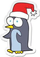 sticker van een cartoon kerstpinguïn vector