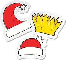 sticker van een tekenfilm kerstmutsen vector