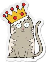 sticker van een tekenfilm kat met kroon vector