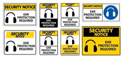 gele gehoorbescherming vereiste tekens in verschillende stijlen vector