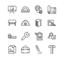 architectuur en constructie lijn iconen set