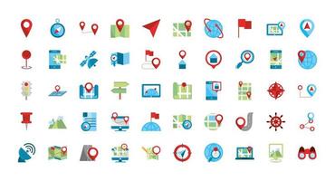 kaart en gps icon set vector