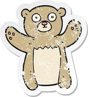 retro noodlijdende sticker van een cartoon teddybeer vector