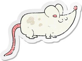 retro verontrust sticker van een schattig tekenfilm muis vector