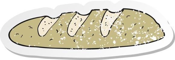 retro verontrust sticker van een tekenfilm brood van brood vector