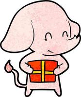 schattig tekenfilm olifant met Cadeau vector