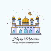 gelukkige muharram-moskeeontwerpkaart vector