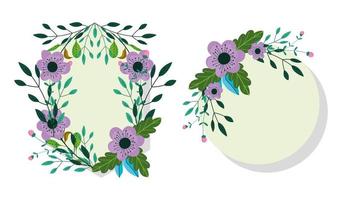 violette bloemen wenskaartsjabloon vector