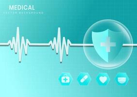 medische achtergrond met bescherming gezondheidszorg pictogram vector