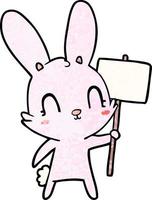 schattig tekenfilm konijn met teken vector